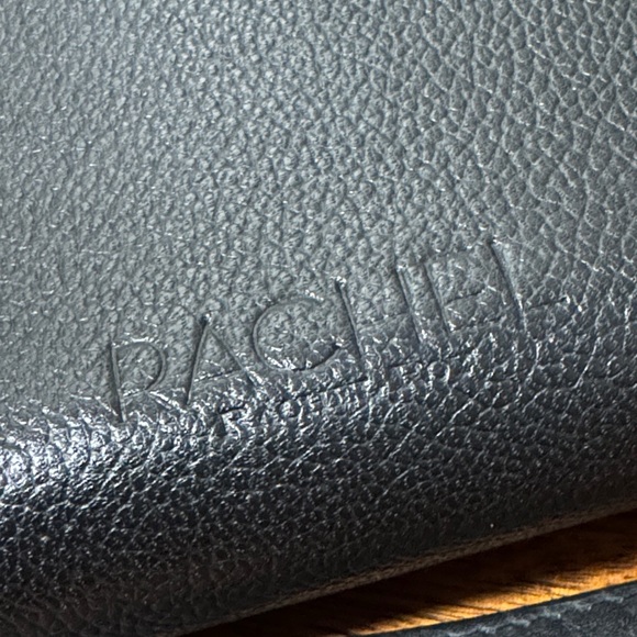 RACHEL Rachel Roy Textured Black Leather Wallet with pink interior - Picture 2 of 5